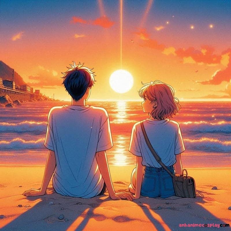 ảnh hoàng hôn anime chill